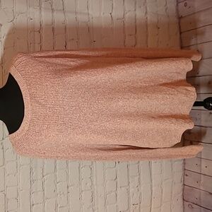 LOFT Dusty Pink Cream Back Bow Coquette Girly Feminine Cotton Sweater XL